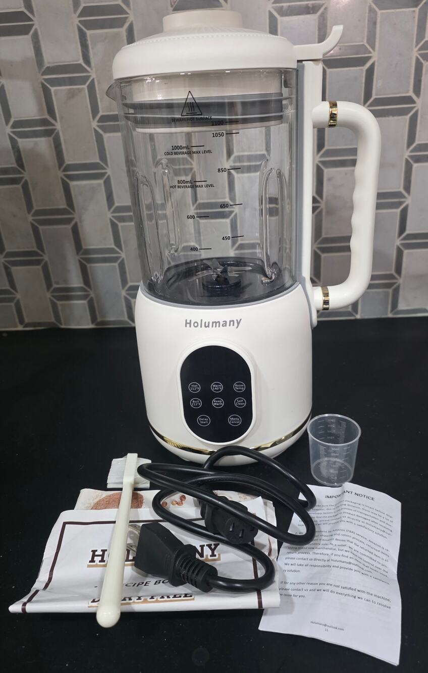 Holumany Nut Milk Maker 35oz Soy Almond Oat Milk Machine Self Clean